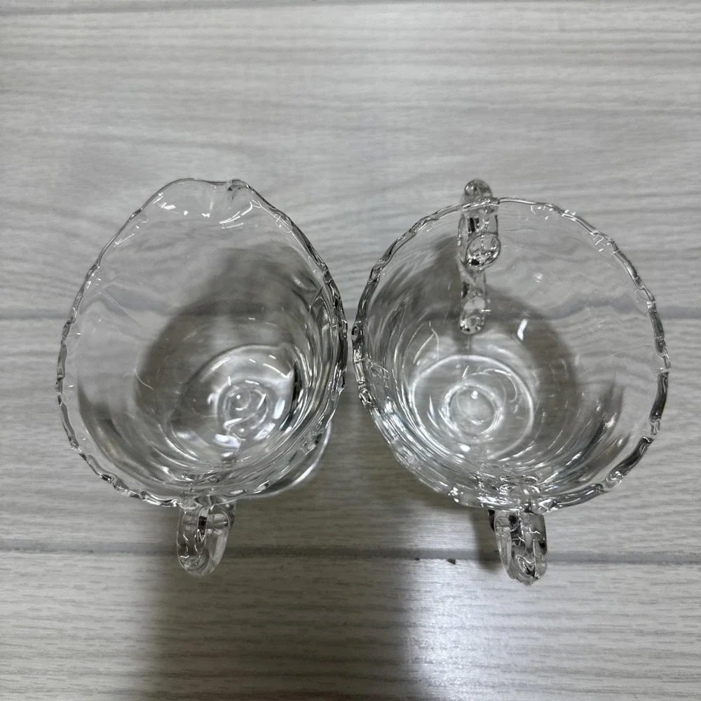 FOSTORIA Century Clear Glass Fitted Creamer & Sugar Bowl Set 4